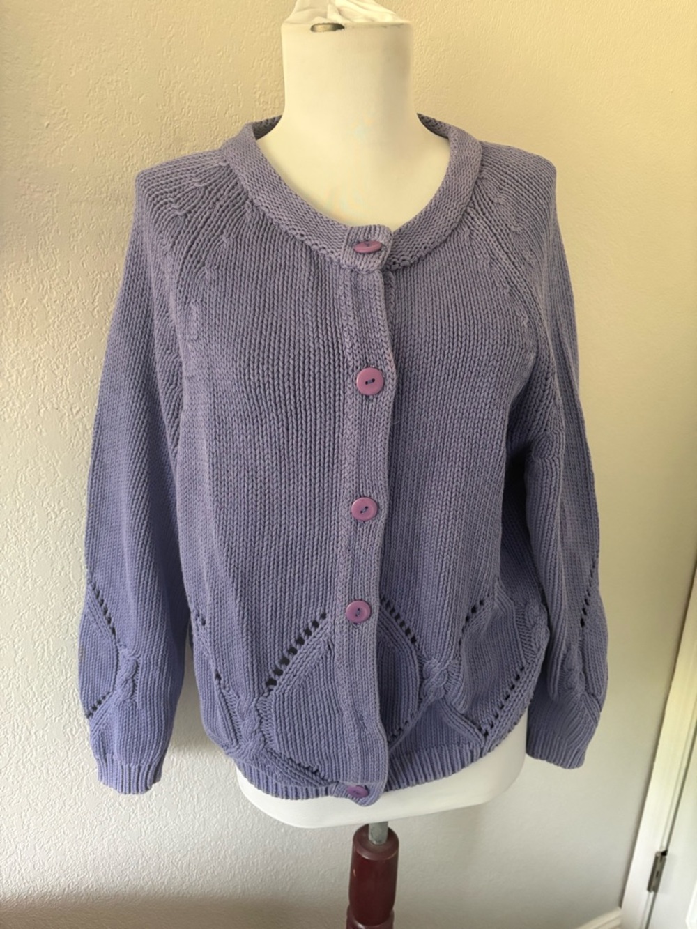 Purple vintage crochet knit cottagecore cardigan size M/L